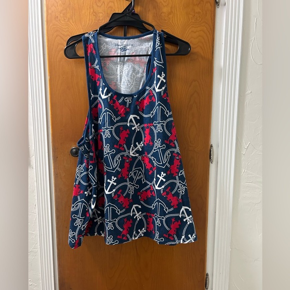 Disney Cruiseline Mickey & Anchor Print Tank Top - Navy and Red - Picture 1 of 4